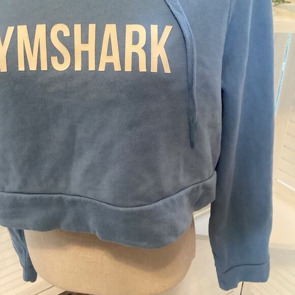 GYMSHARK BLUE CROPPED HOODIE SIZE MED 1223 - Picture 4 of 6